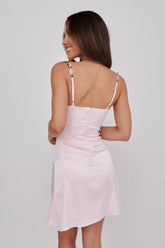 Rose Garden Floral Applique Pleat Mini Dress Pink